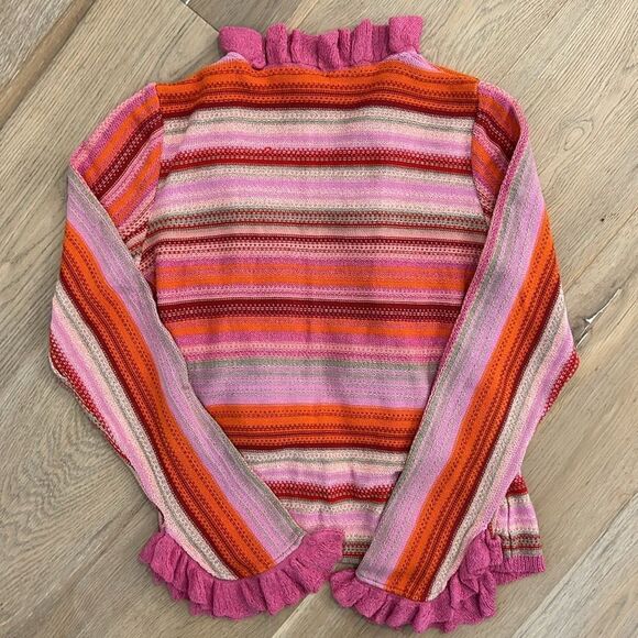 Oilily Colorful Cardigan with Ruffle Detail on Sleeves (XS) - Picture 4 of 5